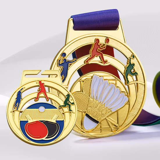 L'usine fabrique un logo personnalisé en alliage de zinc vierge Karaté Football Badminton Taekwondo Football Basketball Médailles de sport d'or Médaillon Décoration Médaille en métal
