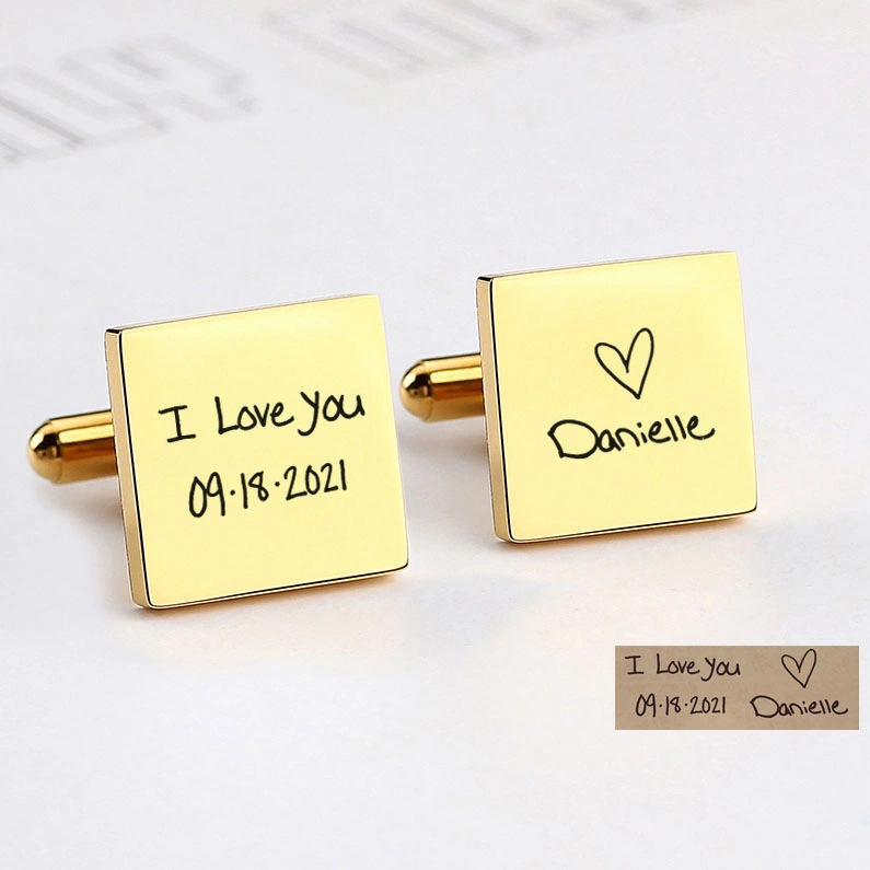 Wholesale Personalized Cuff Links Custom Handwriting Cufflinks for Dad Husband