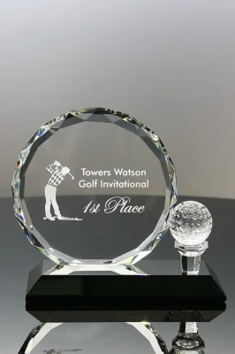 Optic Crystal Golf Award for Corporate Employee Recognition Trophy (#5756)
